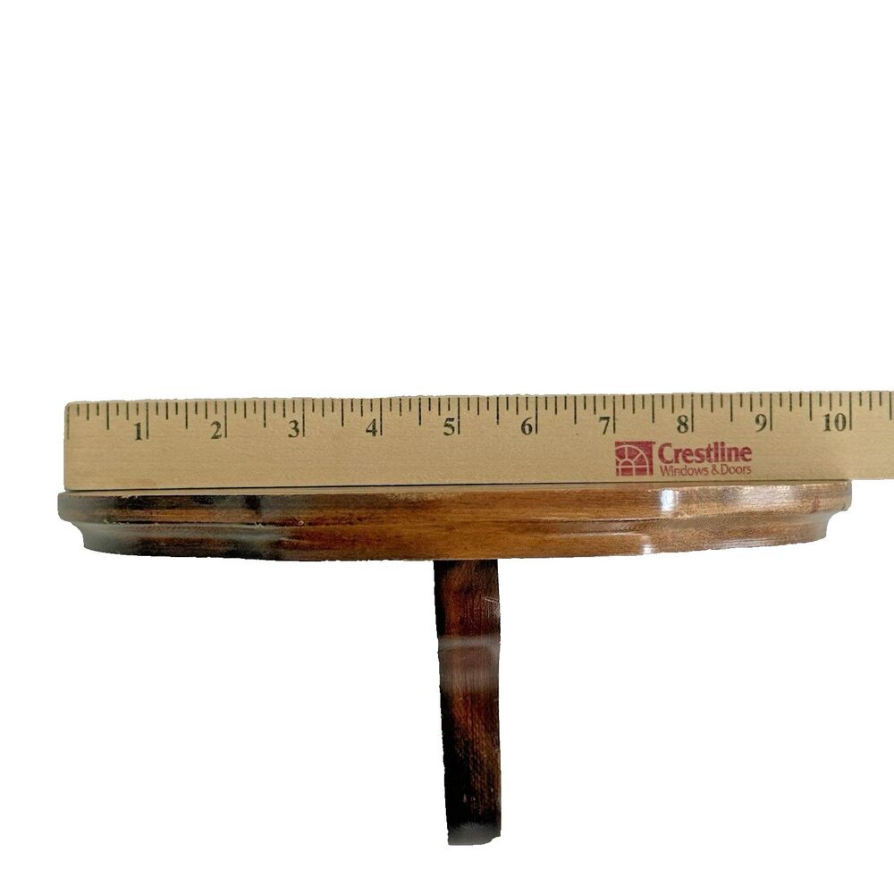 Vtg Accent Wood Wall Mounted Shelf Curved Edge Rustic MCM Plate Slat Cottagecore